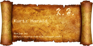 Kurtz Harald névjegykártya